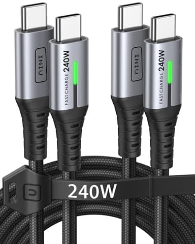 INIU 240W Cable USB C vers USB C, [2Pack 2m] PD3.0 Câble USBC Type C Charge Rapide pour iPhone 17 16 15 Pro Max, Samsung Galaxy S25 S24 S23 Ultra, Pixel 9 Pro, MacBook iPad Air, Switch, Steam Deck etc