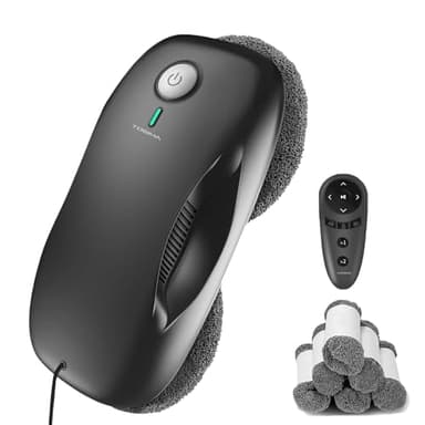 Tosima W2 Robot Nettoyeur de Vitres, 3800 Pa D'aspiration, avec Triple Système de Sécurité, Navigation Intelligente, Télécommande, pour Surfaces Lisses, avec 12 Lingettes et Emballage de Noël