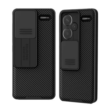 XTCASE Coque pour Xiaomi Redmi Note 13 Pro Plus 5G, Protection Caméra Étui avec Ultra Mince Coulisse Cache Objectif, Plastique Dur Housse Arrière Anti-Rayures Antidérapant - Noir