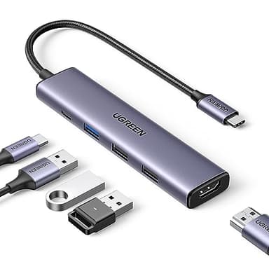 UGREEN Revodok 105 Hub USB C HDMI 4K PD 100W Charge Multi Data Ports 5Gbps 5 en 1 Adaptateur USB C vers HDMI Compatible avec MacBook iPad Pro Air Surface iPhone 17 Pro Max 16 15 Série Galaxy S25