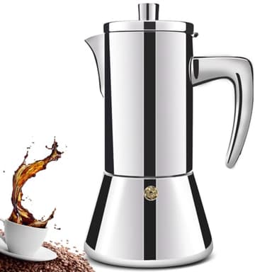 DITOSH 6 Tasse en Acier Inoxydable 304 épaissie Moka Cuisinière Expresso Cafeteras Cafetière Italienne Capable Moka Cafetière Greca Pour Maison et Camping 300ml 10oz