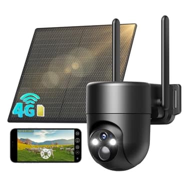 SEHMUA 4G LTE Camera Surveillance Solaire avec Carte Sim, 2K Camera Exterieure sans Fil inclinable à 355°/90°,Détection Humaine PIR Alarmes de Zones Personnalisées, Étanchéité IP66