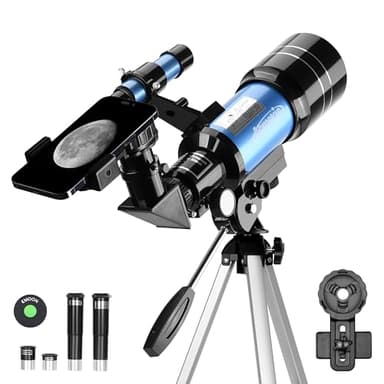 Aomekie 30070 Télescope Enfant 150X Lunette Astronomique Puissant avec Adaptateur de Smartphone Trépied Lentille Barlow et Chercheur pour Débutants