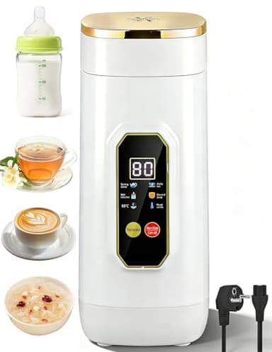 Bouilloire de Voyage Petite, 450ml Mini Bouilloire avec 6 Réglages de Température Indicateur de Température LED en Temps Réel Bouilloire Électrique Portable pour Thé, Lait Infantile, Café, Camping