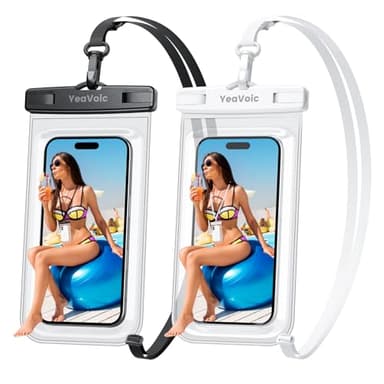 YeaVoic Pochette Etanche Smartphone, Certifiée IPX8 Pochette Telephone Portable, [Conception sans Bordure] Compatible avec Jusqu'à 7 Pouces iPhone 17/16/15/14 Plus Pro Max, Xiaomi, Samsung-Noir/Blanc