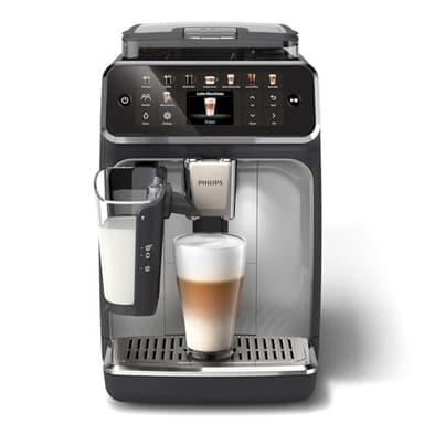 Philips Expresso broyeur Série 5500 – 20 Boissons Chaudes et Glacées, Carafe LatteGo facile à nettoyer, SilentBrew, QuickStart, Machine à café à grain Noir/Argent (EP5546/70)