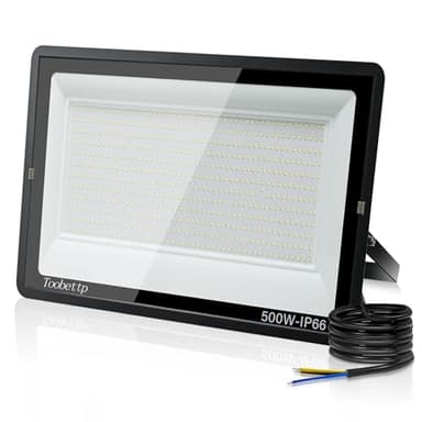 toobettp 500W Projecteur LED Extérieur, Spot LED Exterieur 50000LM Super Lumineux 6500K Blanc Froid Éclairage de Sécurité Extérieur IP66 Imperméable pour Garage Jardin Terrasse Parking