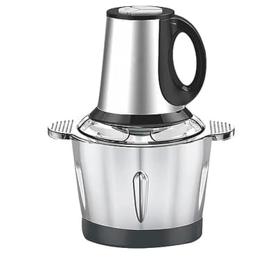 Hachoir à viande électrique 500 W en acier inoxydable avec capacité de 3 L – 2 niveaux de vitesse, protection contre la surchauffe, 4 lames en acier pour viande, légumes et fruits