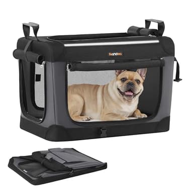 Feandrea Sac de Transport Chien, 60 cm Caisse Pliable Animaux de Compagnie, pour Petits Chiens, Tissu Oxford, Portes en Maille, Poignées, Poche de Rangement, Noir d'encre PDC016B01
