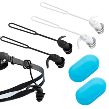 SIRLOMU Lot de 2 paires de bouchons d'oreille pour adultes, imperméables et réutilisables, en silicone souple, pour la douche, la natation, le surf, piscine, protection oreille douche