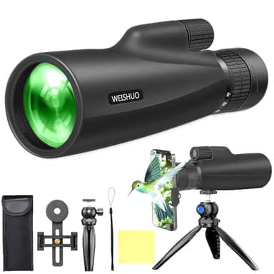 Monoculaire 10-30x50 Prisme BAK4 HD, Télescope Portable Étanche avec Trépied & Support Téléphone, Idéal pour Observation Oiseaux, Randonnée, Concert et Événements Sportifs