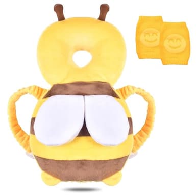 Wffeila Coussinets de Protection de la Tête pour Bébés, Coussin Anti Chute bébé, Réglables Coussin de Sécurité de Sac à Dos, Convient aux Enfants qui Apprennent à Ramper et à Marcher (Jaune)
