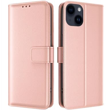 TQIAHF Coque pour iPhone 15 Coque Etui avec Porte Carte à Rabat Clapet Portefeuille en Cuir Pochette Magnétique Antichoc Flip Case Étui Cover Housse Protection Coque pour iPhone 15,Or Rose