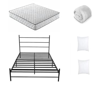 IZTOSS Matelas 2 Personnes140x190CM avec 2xOreillers et Couette et Cadre de lit en Metal avec Tete,Epaisseur 14CM