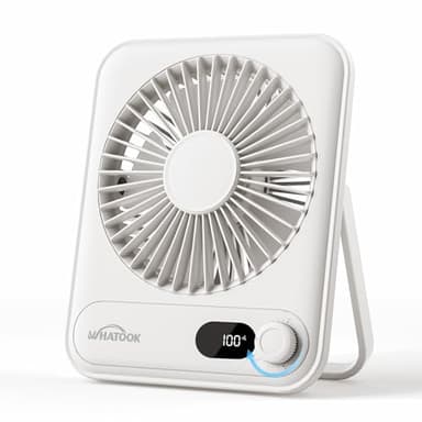 WHATOOK Ventilateur de bureau USB : régulateur en continu 1 à 100, batterie silencieuse de 2000 mAh, ventilateur portable avec affichage LED, sans danger pour les enfants/animaux domestiques, ultra