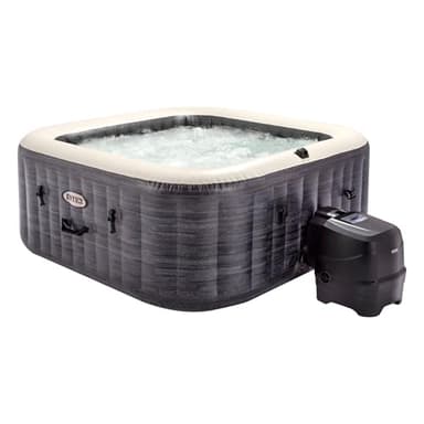 Intex Spa Gonflable carré Greystone Deluxe 4 Personnes, 175 x 175 x 71 cm, Chauffage 2 200 W, Bulles air Chaud, chlorateur salin, épurateur avec Filtre S2 (1 741 l/h), Accessoires Inclus (55093)
