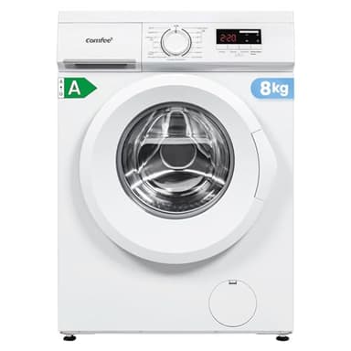 COMFEE' CFE12EW80-W-FR Lave-linge frontal 8KG, Classe énergétique A, Moteur BLDC 1400 tr-min, 15 Programmes, Prélavage, Blanc [Classe énergétique A]