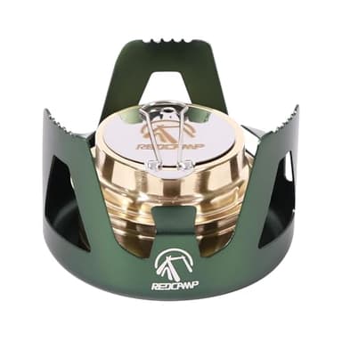 REDCAMP Mini Réchaud à alcool cuisinière à alcool pour sac à dos, Mini brûleur Spirit cuisinière de camping légère avec support en aluminium pour camping et randonnée, Vert