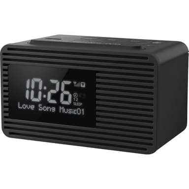 Panasonic Radio-réveil DAB/FM RC-D8EG-K I Fréquences : FM/DAB/DAB+ 1W USB Horloge Fonctionne sur secteur ou piles Fonction préréglage Fonction double alarme Ecran LCD noir - Version Française