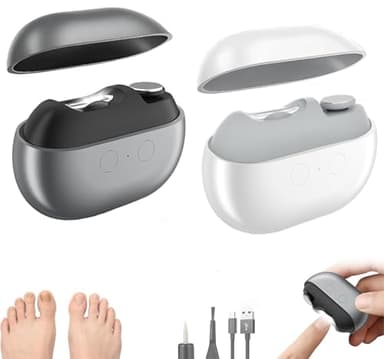 Coupe-Ongles Intelligent 2026 Easy Clip pour Personnes Âgées - Appareil Électrique Rechargeable et Silencieux Sans Fil avec Lumière LED, Soin des Ongles Indolore à Domicile (Gris + Blanc)