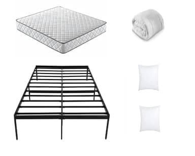 IZTOSS Matelas 2 Personnes140x190CM avec 2xOreillers et Couette et Cadre de lit en Metal,Epaisseur 14CM