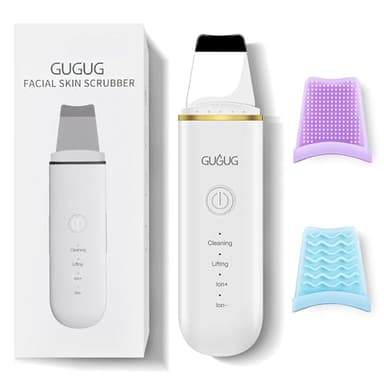 GUGUG Épurateur de Peau, Ultrasonique Épurateur Visage Skin Scrubber avec 4 Modes Appareils de Tonification pour le Visage et Point Noirs, Soins pour le Visage, USB Rechargeable