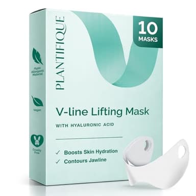 PLANTIFIQUE Double Menton Masque Visage V-Line 10 Ceintures Gaine Femme et Homme Idée Cadeau Hydrate et Rafraîchit Définissez l’Apparence de Mâchoire au Collagène à l’Aloe Vera Jawline Shaping Masks
