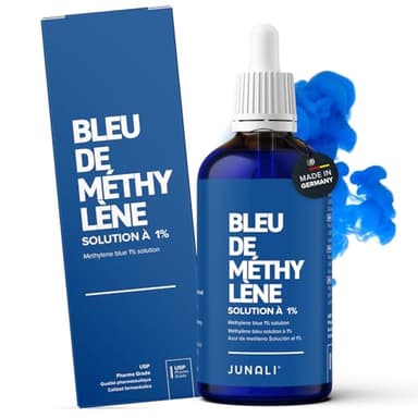 Bleu de méthylène 1% USP de qualité pharmaceutique, 100 ml, sans métaux lourds, qualité testée en laboratoire – Fabriqué en Allemagne par JUNALI