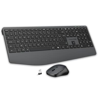 AD ADVANCE - X-Type, Ensemble Clavier Souris sans Fil Silencieux pour PC, Souris 1600 DPI, Clavier AZERTY, 112 Touches X Ciseaux, 12 Raccourcis Multimédias, Bouton Copilot AI, Hauteur Réglable, Noir