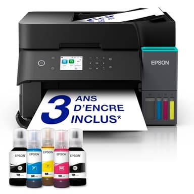 Epson ET-3950 Solution d’Impression A4 avec Wi-FI, réservoirs d’Encre AirPrint, Chargeur de Documents, Impression, numérisation et Copie Recto Verso + Jusqu’à 3 Ans d’Encre Inclus