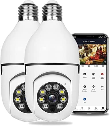 Caméra D'ampoule PTZ Caméra Surveillance WiFi 5G Extérieure sans Fil 1080P IP Caméra Étanche 360° Vision Nocturne Couleur Détection Humaine AI 2xSpot LED et Sirène Audio Bidirectionnel (Blanc)