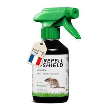 RepellShield® Répulsif Anti Souris & Anti Rat -250ml- Non Tachant, Usage Intérieur & Extérieur, Huile Essentielle Menthe Poivrée, Résultats en 7-10 Jours - Anti Rongeur, Anti Souris et Rats Puissant