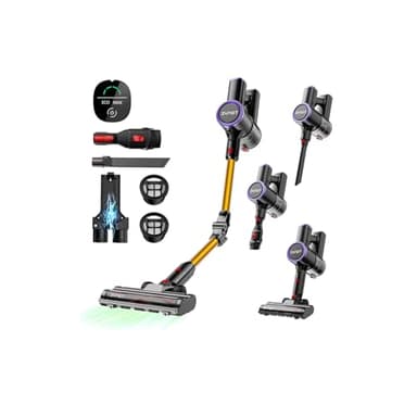 Zynet S9 Aspirateur Balai sans Fil, 45kPa/500W/45Min Aspirateur sans Fil, Tube Pliable, Station de Charge Autonome et Murale, avec Lumière Verte, Adapté aux Poils d'animaux/Tapis/Sols Durs