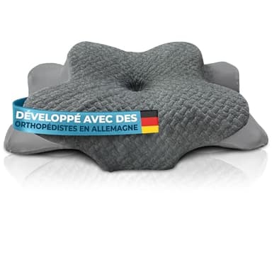 Glückstoff® Oreiller Ergonomique Cervical [pour Tous Les Types DE Sommeil] - Oreiller Ergonomique & Orthopedique - Coussin Cervicales Douloureuses pour Dormir - Ergonomic Anti Ronflement & Confort
