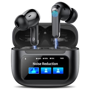 TIMU 2026 Écouteurs Bluetooth 5.4 Écran Tactile LED Multifonctionnel, Ecouteurs Bluetooth sans Fil ANC, 48 Heures Contrôle Tactile avec HiFi Stéréo, IPX7 Étanche Casque pour iOS Android (Noir)