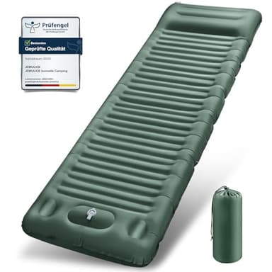 JEMULICE Matelas de Camping avec Pompe à Pied, Épaisseur Améliorée 12CM Tapis de Couchage Autogonflant, Matelas Randonnée avec Oreiller, Matelas Gonflable Ultraléger pour Camping,Tente,Randonnée