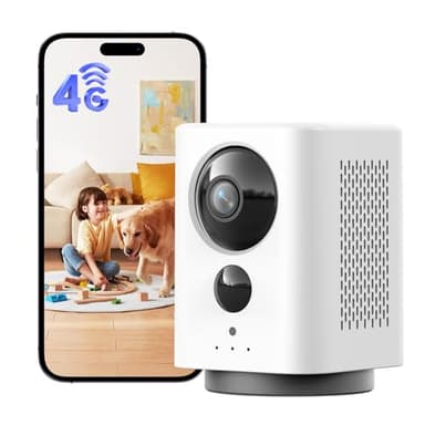NUASI 4g LTE Camera Interieur sans Fil, 2k Caméra de Surveillance sans WiFi avec Carte Sim & 7800mAh Batterie, 360° PTZ, Détection de Mouvement PIR, Vision Nocturne Couleur, Audio 2 Voies