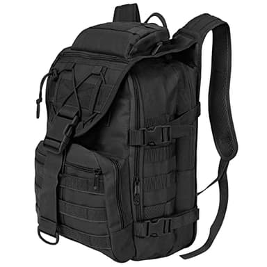 SHANNA Sac à Dos Militaire, 35L Grand Volume Sac à Dos Multifonction, Sacs Trekking Armée MOLLE Assaut Pack Combat Tactique pour La Randonnée en Plein Air Camping Pêche Chasse Sac D'urgence(Noir)