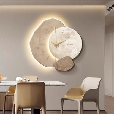 JNTFNE Horloge Suspendue Créative avec Lumière LED, Horloge Murale Lumineuse, Simple Horloge Décorative d'art pour Hôtel pour Restauration à Domicile Beige 40 * 40cm
