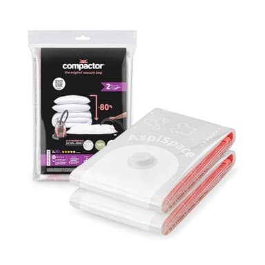 Compactor - Lot de 2 sacs de rangement sous vide - Taille XL 130 x 80 cm - Grande capacité - Compression couettes oreillers vêtements