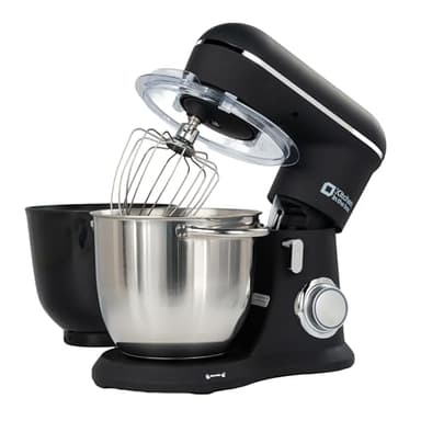 Kitchen in the box Robot Pâtissier, 4.5L+5L 2Bols Robots de Cuisine, 10 Vitesses Batteur Electrique Cuisine, 1300W Pétrin Professionnel avec Fouet, Batteur, Crochet (Noir)