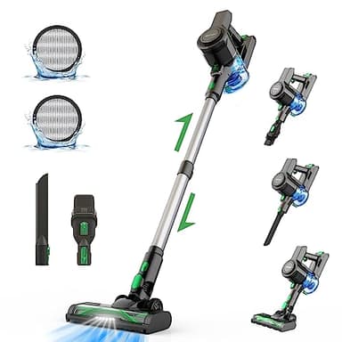 Vactidy Aspirateur Balai sans Fil V9, Puissant 30Kpa, Léger, 45 Min Autonomie,4 en 1 Sac pour Les Poils d'animaux, Tapis, Canapé, Voiture, Batterie Amovible Noir