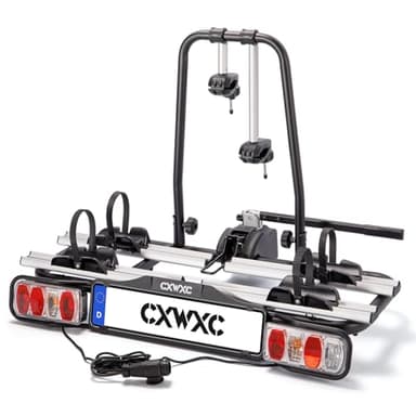 CXWXC Porte vélo électrique pour attelage de remorque 2 vélos, Charge utile maximale 60 kg, Porte-vélos d'attelage de remorque avec feu arrière