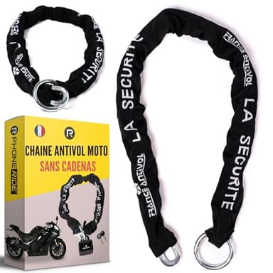 Chaine Moto Lasso - Scooter - Antivol Velo Electrique Ø10mm - Chaine Antivol Moto en Acier Cémenté SANS Cadenas Velo Antivol/Moto/Scooter - Longueur Chaine 115,5cm