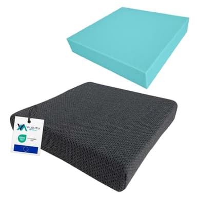 Coussin Anti Escarres Fessier Mousse HR 42x42x8 cm – Coussin Fauteuil Roulant, Coussin Chaise Bureau, Coussin d’Assise Ergonomique- Double Housse Lavable – Confort Coccyx et Dos | Valentia Medical