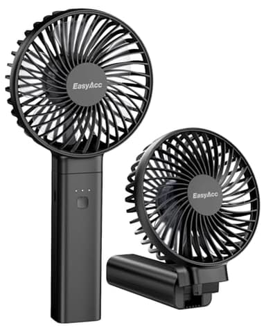 EasyAcc Ventilateur USB Portable, Ventilateur à Main Petit Rechargeable 3-13 Heures D'utilisation 4 Vitesse Ventilateur de Table Pliable pour Bureau Voyage Camping