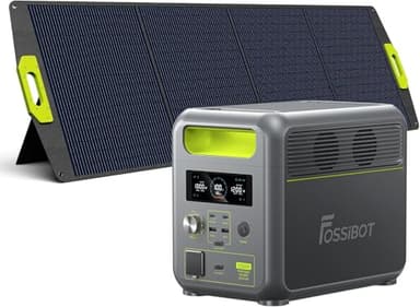 FOSSiBOT F1200 Generateur Electrique Portable 1200W Portable Panneau Solaire 200W, 1024Wh LiFePO4 Station électrique, 7 Sorties, UPS, BMS, 4000+ Fois, Générateur Solaire pour Camping/Jardin/RV