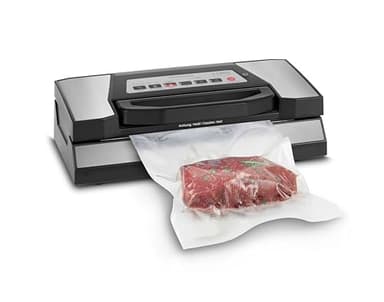 CASO VRH 690 advanced Machine à souder sous vide professionnelle avec 2 rouleaux de film, force d'aspiration réglable et temps de soudure, fonction marinade