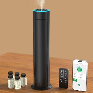 Diffuseur Huiles Essentielles Sans Eau, Diffuseur Huiles Essentielles 150ml Couvre 1200ft², Carrés Avec Télécommande et Intelligente APP Convient pour la Maison, la Chambre, Le Bureau, Le Spa, l'hôtel