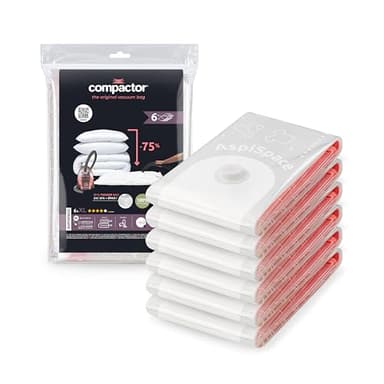 Compactor - Lot de 6 sacs de rangement sous vide - Taille XL 130 x 80 cm - Grande capacité - Compression couettes oreillers vêtements